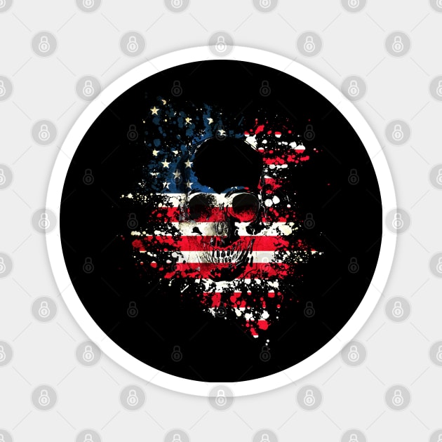 skull, bandanas, american, usa, flag Magnet by Collagedream